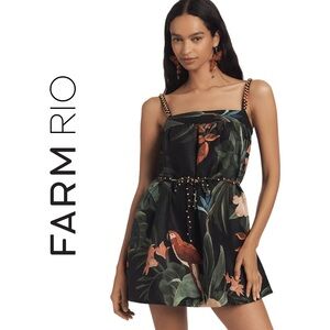 FARM Rio Macaw Linen Blend Mini Dress
